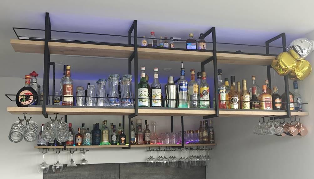 4 steel frames, Ceiling-Mounted Floating Shelf Brackets