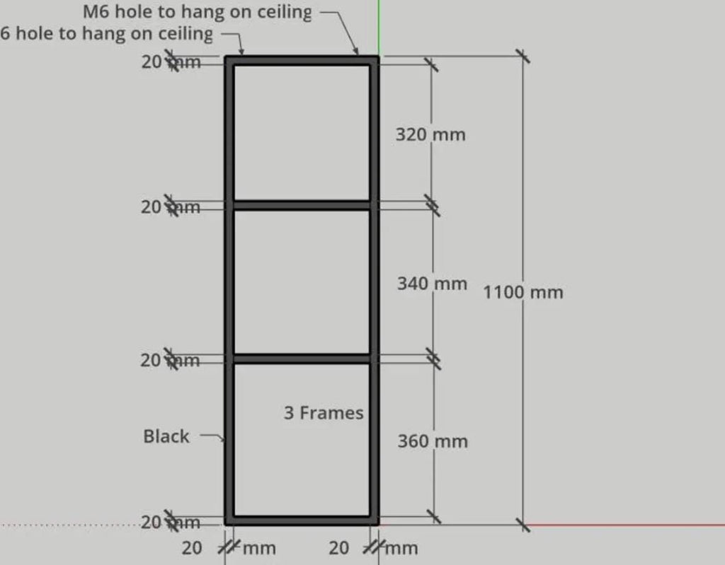 3 steel frames, Ceiling-Mounted Floating Shelf Brackets, Any size to order.