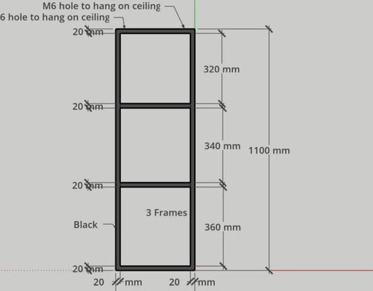 3 steel frames, Ceiling-Mounted Floating Shelf Brackets, Any size to order.