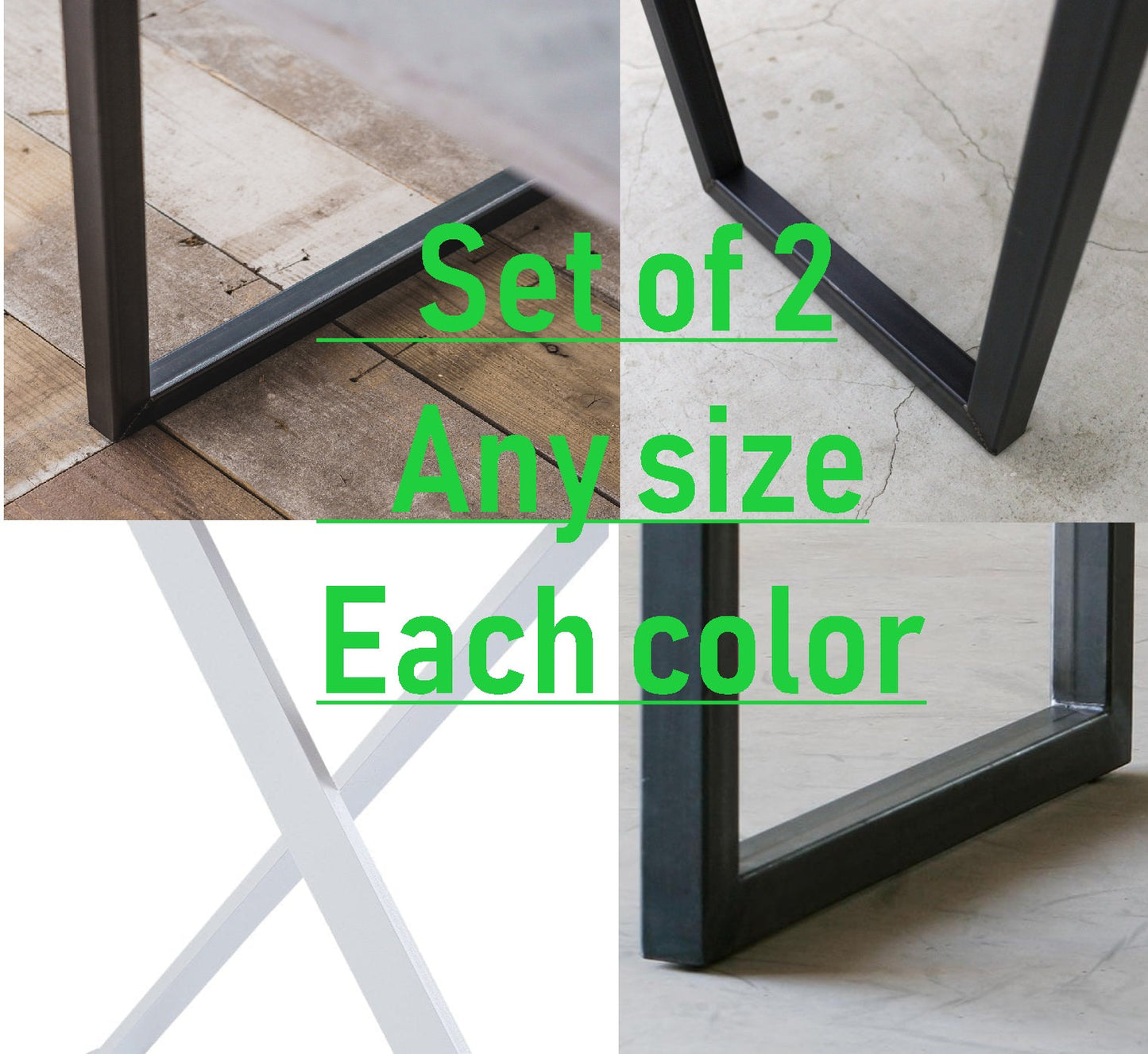 Steel Table Legs (Set of 2), Industrial Dining, Desk Furniture Legs