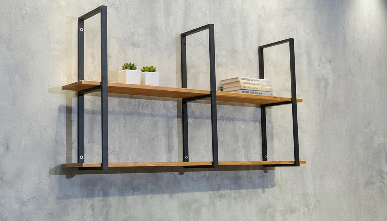72cm x 34 cm, 3 steel frames, Wall-Mounted Floating Shelf Brackets